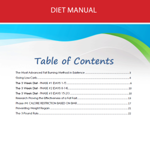 3 Week Diet Manual Table Of Content